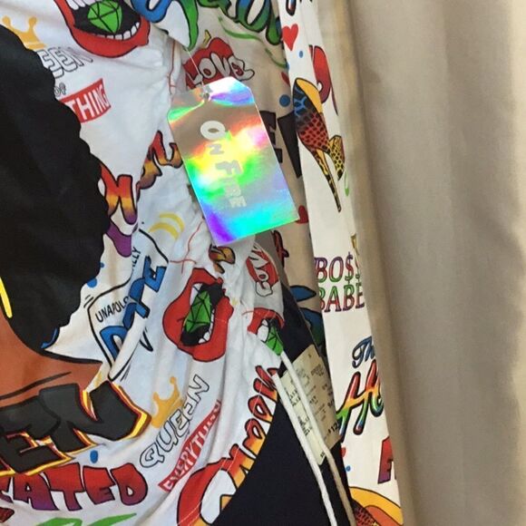 NWT ON FIRE lg sleeve tee graphic tee white DUR150 - Picture 8 of 12